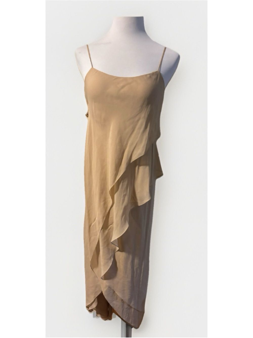 Haute Hippie Silk Cascade Slip Dress In Champagne Size XS~ Excellent - Picture 2 of 7